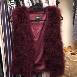 Club Monaco Maroon Fur Vest
